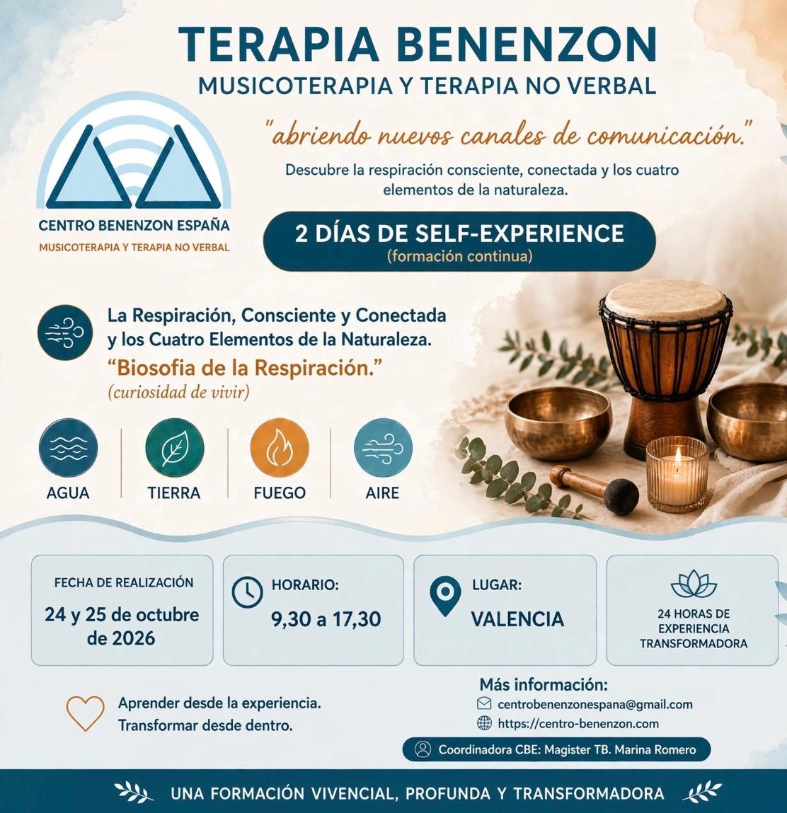 Seminario de respiración consciente y conectada y los 4 elementos en Valencia